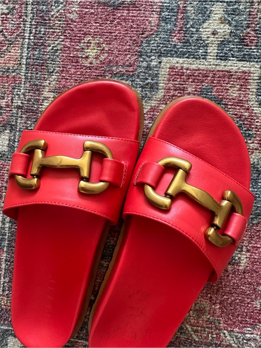 BODEN Red Leather Slide Sandals - Picture 2 of 5